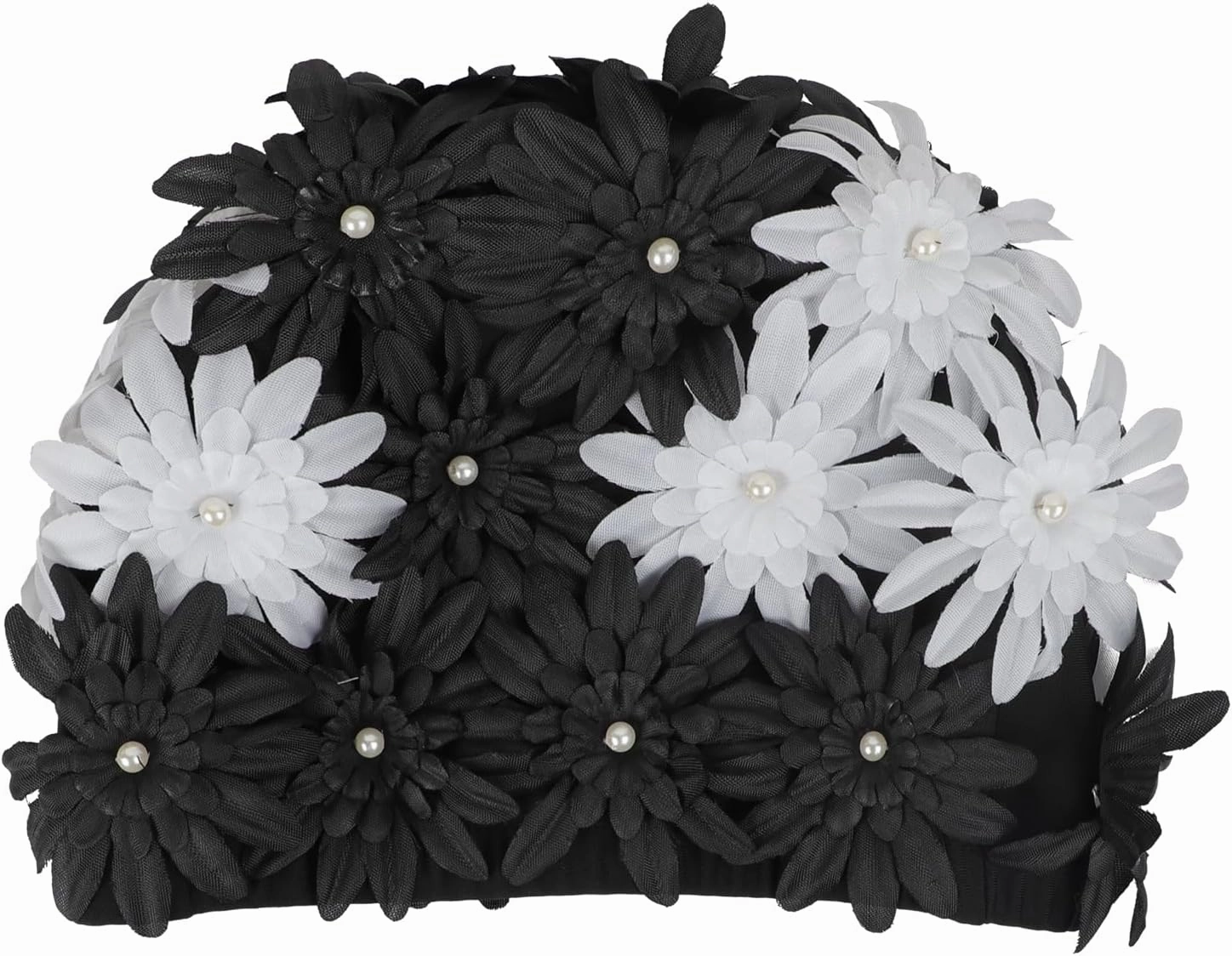 Womens Floral Petal Swim Cap Retro Flower Pearl Bathing Caps Girls Long Short Hair Elastic Beach Swimming Turban Hat