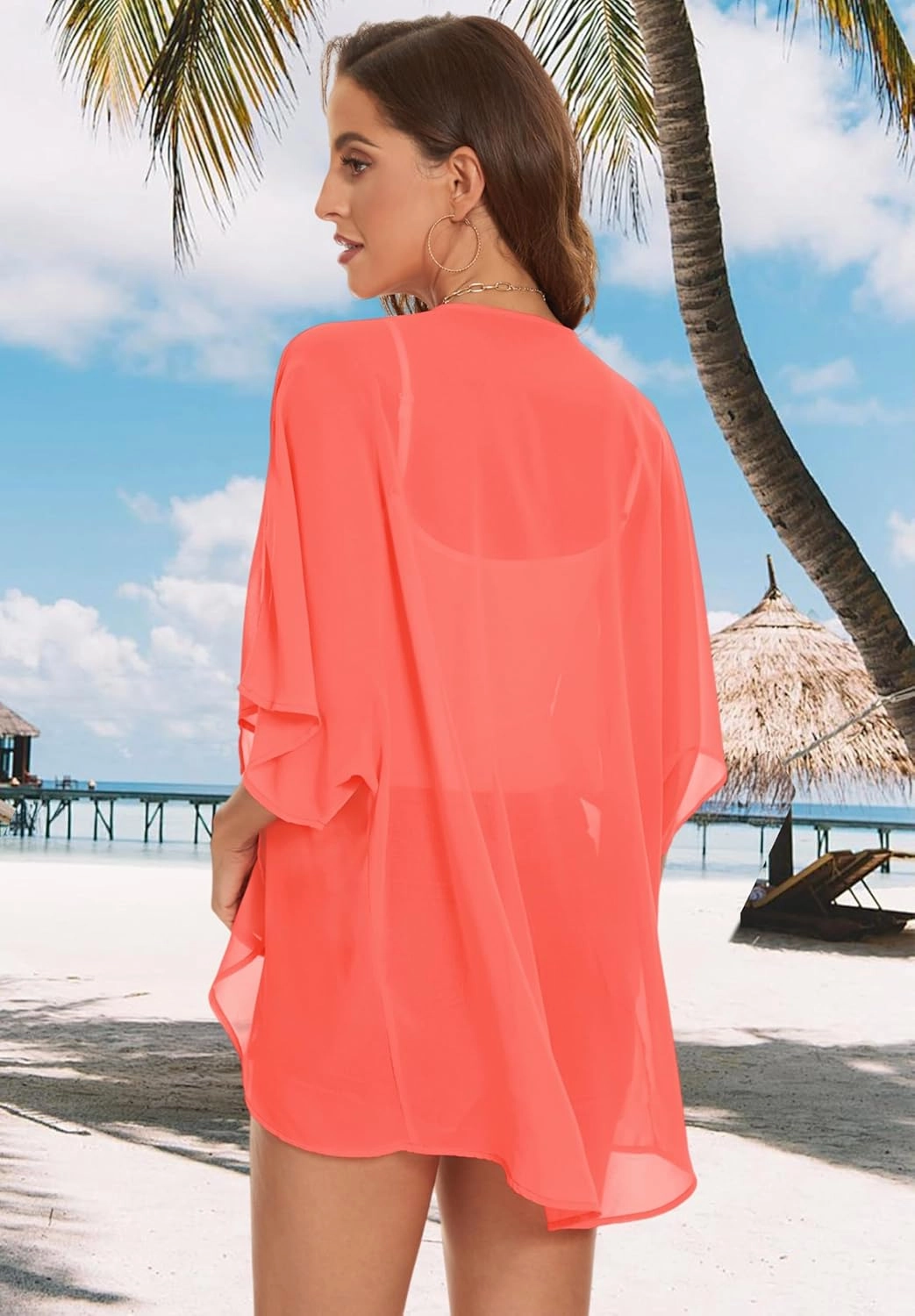 Womens Kimono Beach Cover Up Chiffon Cardigan Floral Tops Loose Capes