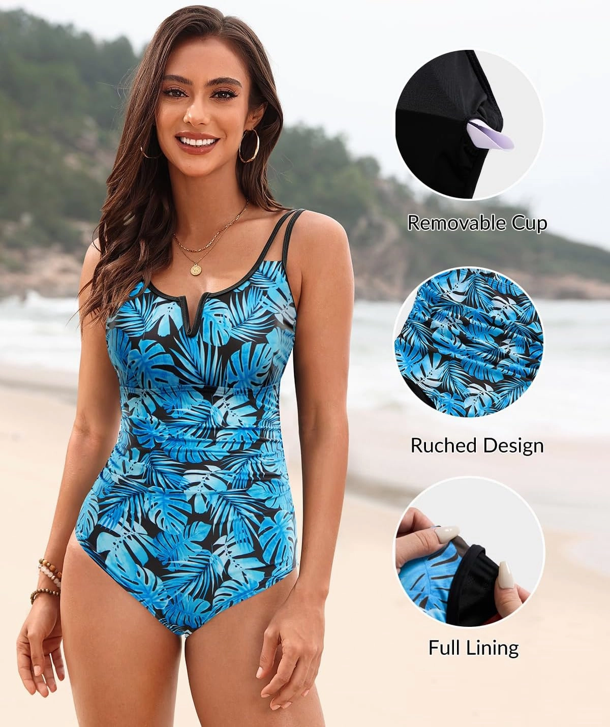Womens One Piece Swimsuit Tummy Control - Slimming Bathing Suit V Wired Full Coverage 2025 Swimwear
