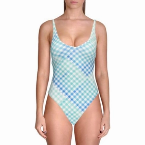 Womens Plaid Cheeky One-Piece Swimsuit