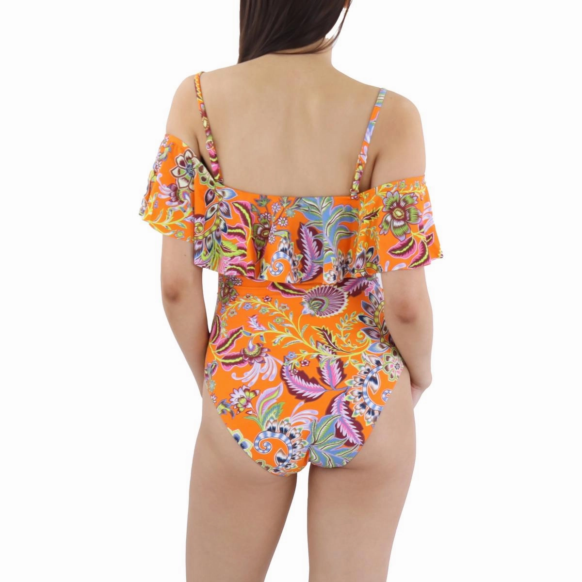 Womens Ruched Nylon One-Piece Swimsuit