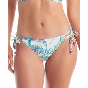 Womens Side Tie Printed Swim Bottom Separates