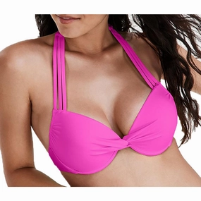 Womens Solid Nylon Bikini Swim top