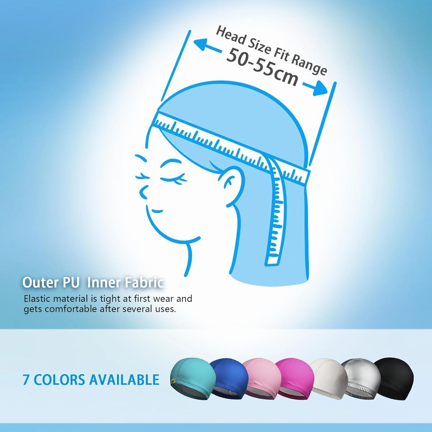 Womens Swim Cap for Long Hair PU Fabric Hairnet Swimming Caps for Women Men Adults Youths with Ear Plug and Nose Clip, Swim Hats Pool Caps to Protect Hair no Pulling