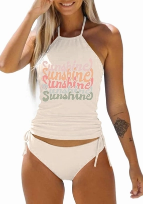 Womens Two-Piece Tankini Set Cow Skull with Leopard Print Sets Swimwear Tankini Top Sets Swimwear
