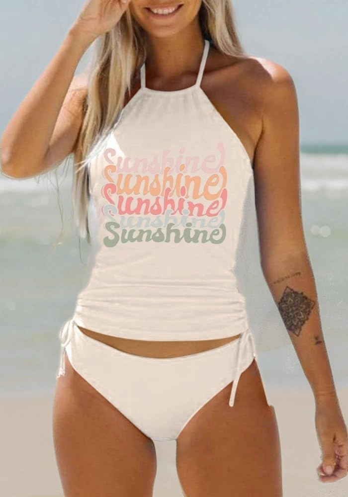 Womens Two-Piece Tankini Set Cow Skull with Leopard Print Sets Swimwear Tankini Top Sets Swimwear
