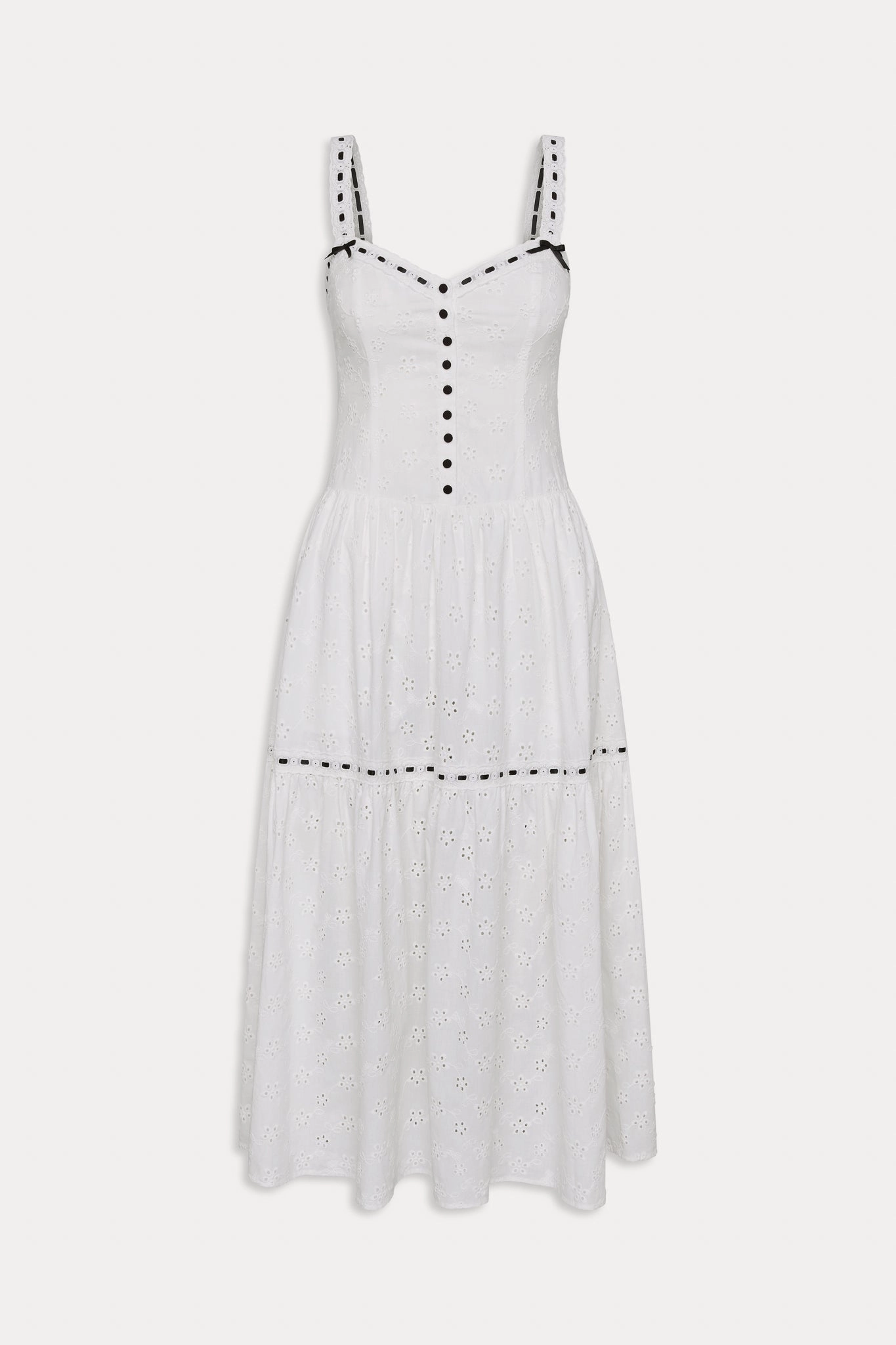 x BELLA HADID Bishop Eyelet Maxi Dress - Salt Air Eyelet