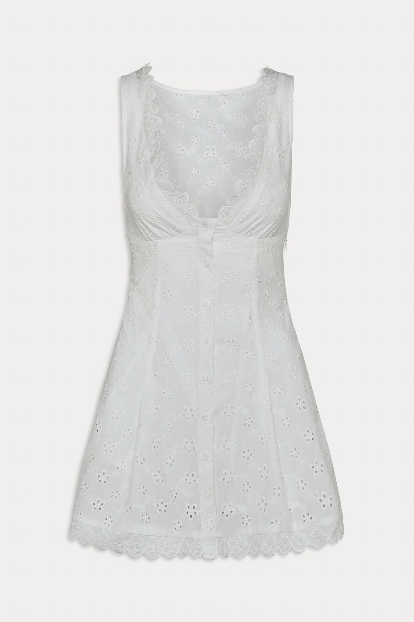 x BELLA HADID Farm Eyelet Mini Dress - Salt Air Eyelet