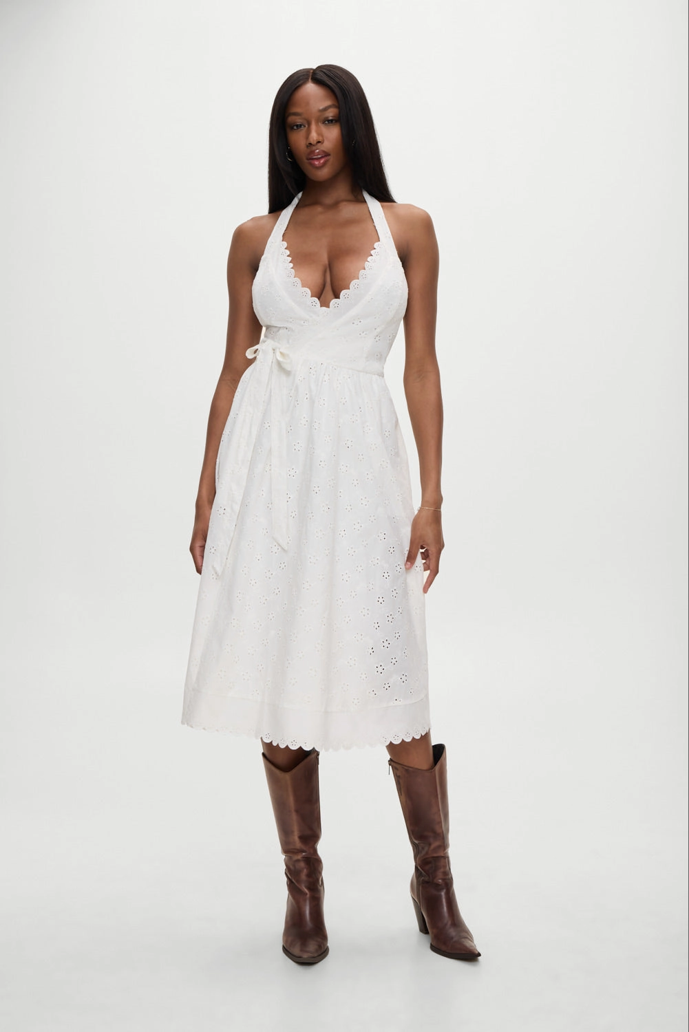 x BELLA HADID Fort Worth Fairy Midi Dress - Salt Air Eyelet