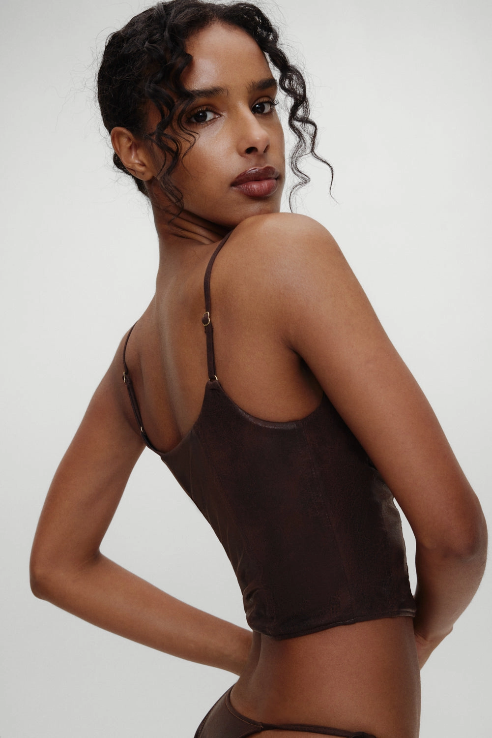 x BELLA HADID Ranch Corset Bikini Top - Cocoa