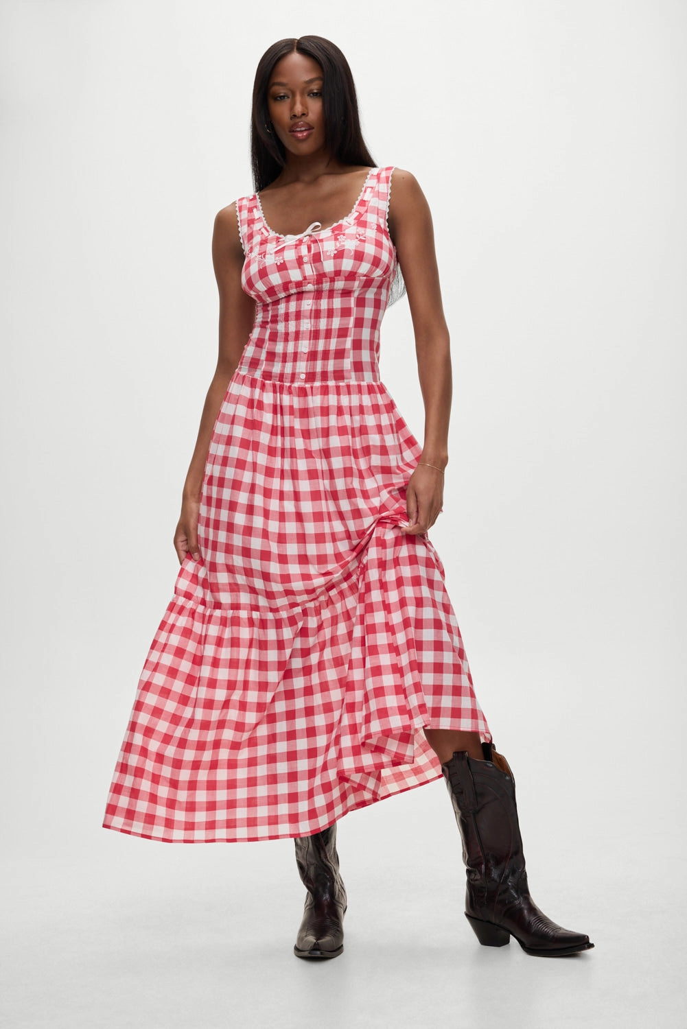 x BELLA HADID Southern Belle Midi Dress - Malibu Picnic