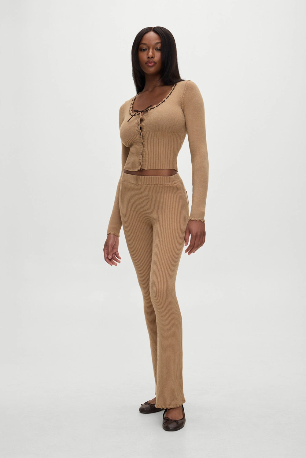 x BELLA HADID Texas Knit Cardigan - Caramel