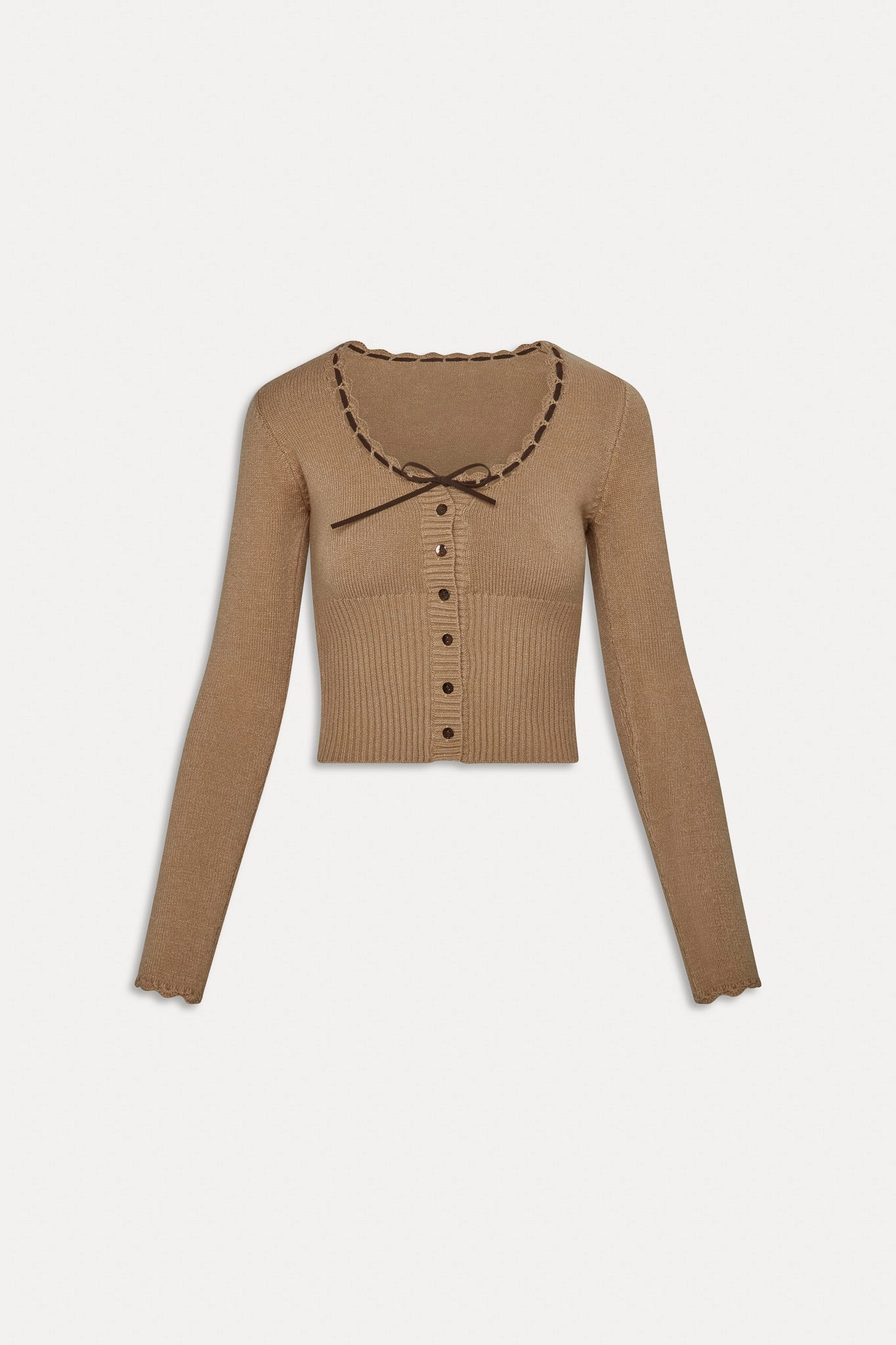 x BELLA HADID Texas Knit Cardigan - Caramel