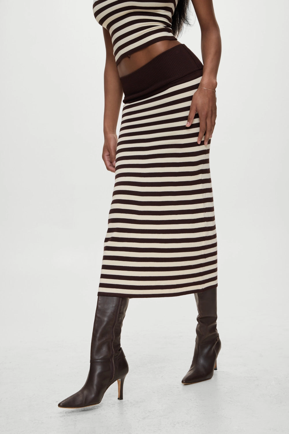 x BELLA HADID Tucker Knit Midi Skirt - Cowboy Stripe