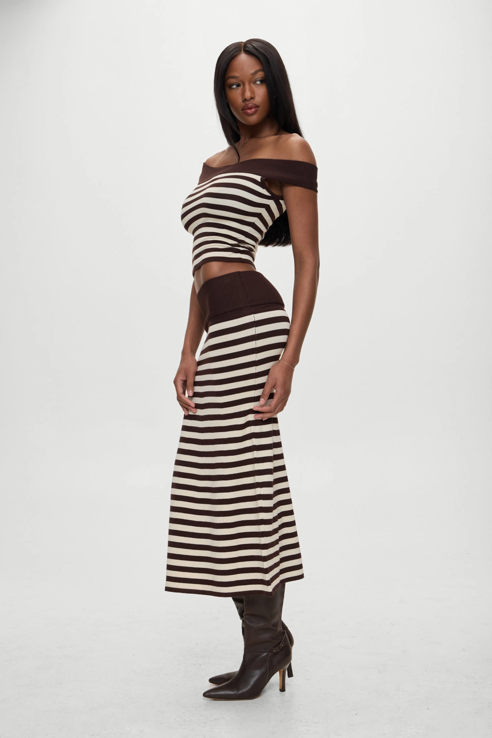 x BELLA HADID Tucker Knit Midi Skirt - Cowboy Stripe