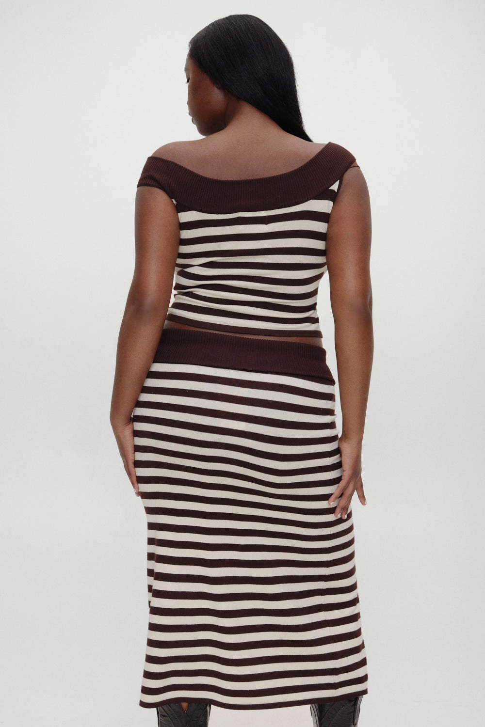 x BELLA HADID Tucker Knit Midi Skirt - Cowboy Stripe