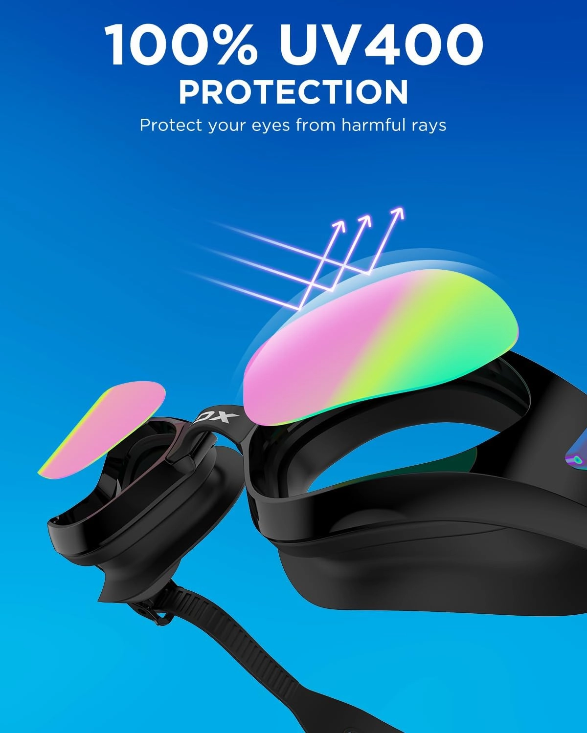 XDX Swim Goggles with Swim Cap Anti-Fog Pool Goggles with Detachable Lenses Swimming Goggles Cap Set for Youth Men Women