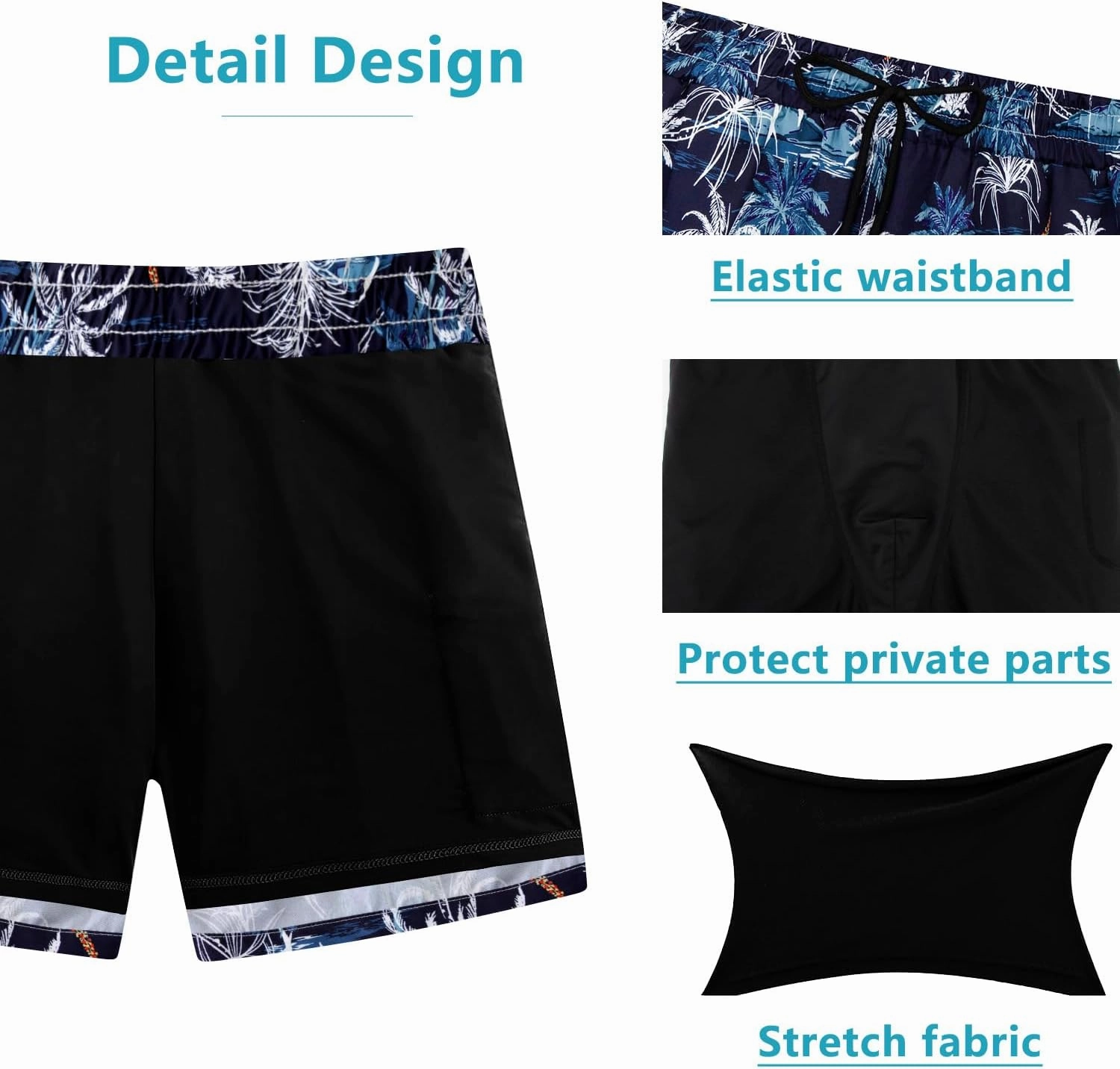 XiaoMoSha Mens Swim Trunks with Compression Liner 7" Quick Dry Board Shorts Bathing Suit with Pockets Swimwear Swimsuit S-2XL