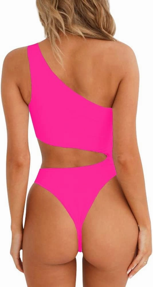 YELAIVP Women's Cutout One Piece Swimsuit Sexy One Shoulder High Cut Bathing Suit Bikini