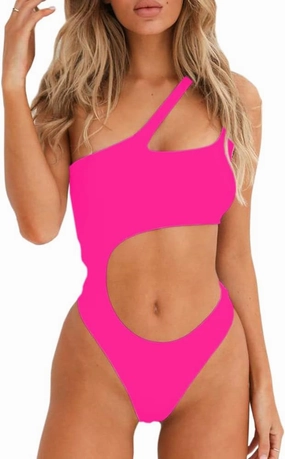 YELAIVP Women's Cutout One Piece Swimsuit Sexy One Shoulder High Cut Bathing Suit Bikini