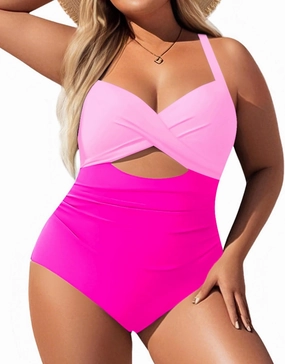 Yonique Plus Size One Piece Swimsuit for Women Tummy Control Bathing Suit Cutout Swimwear
