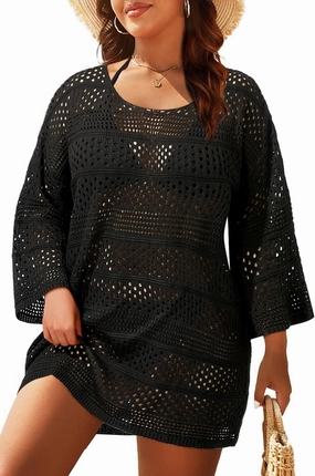 Yonique Plus Size Swimsuit Cover Up - Crochet Bathing Suit Coverups 2025 Knit Beach Dress Swimwear