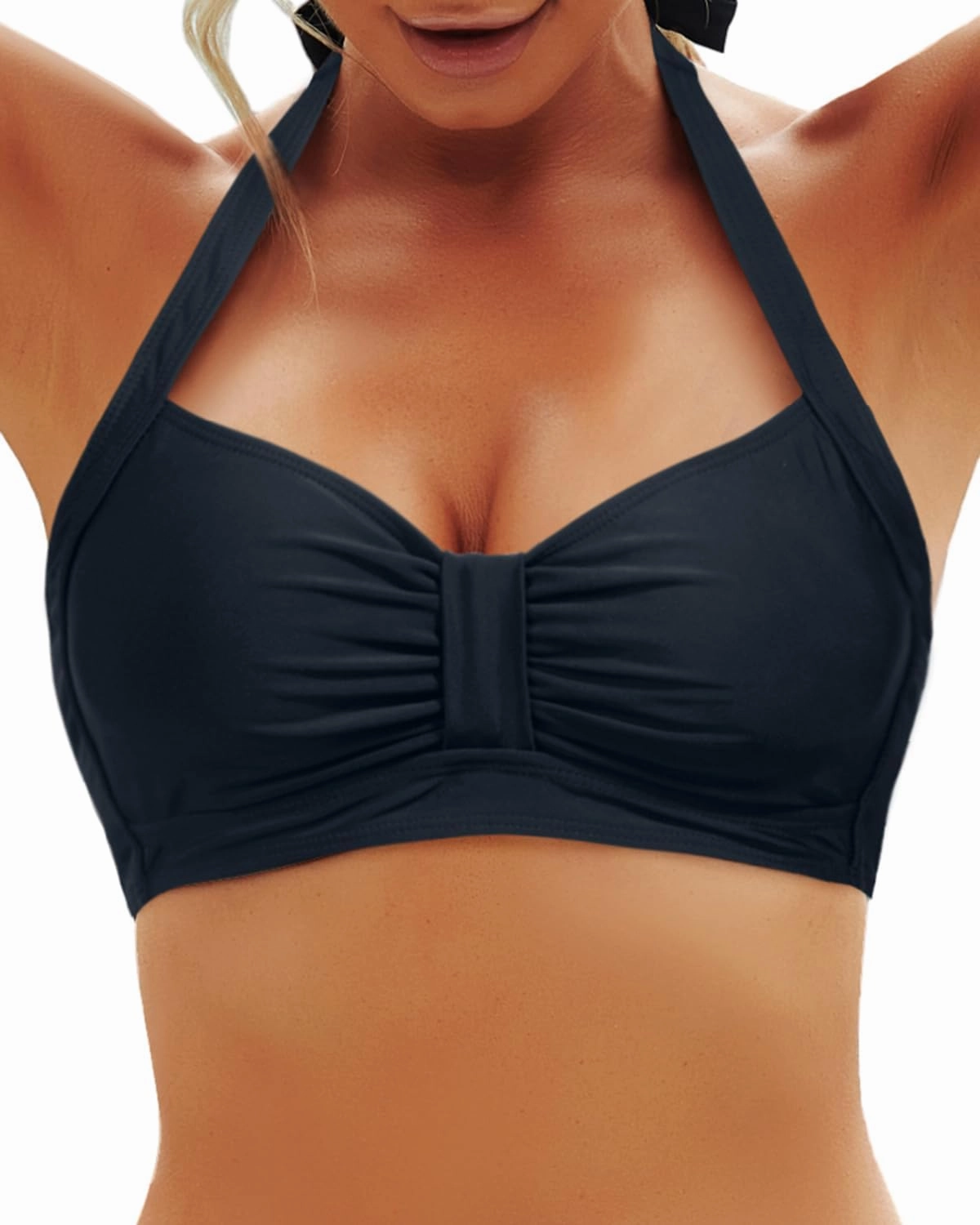 Yonique Women Halter Bikini Top Only Retro Swimsuit Top Push Up Bathing Suit Top No Bottom