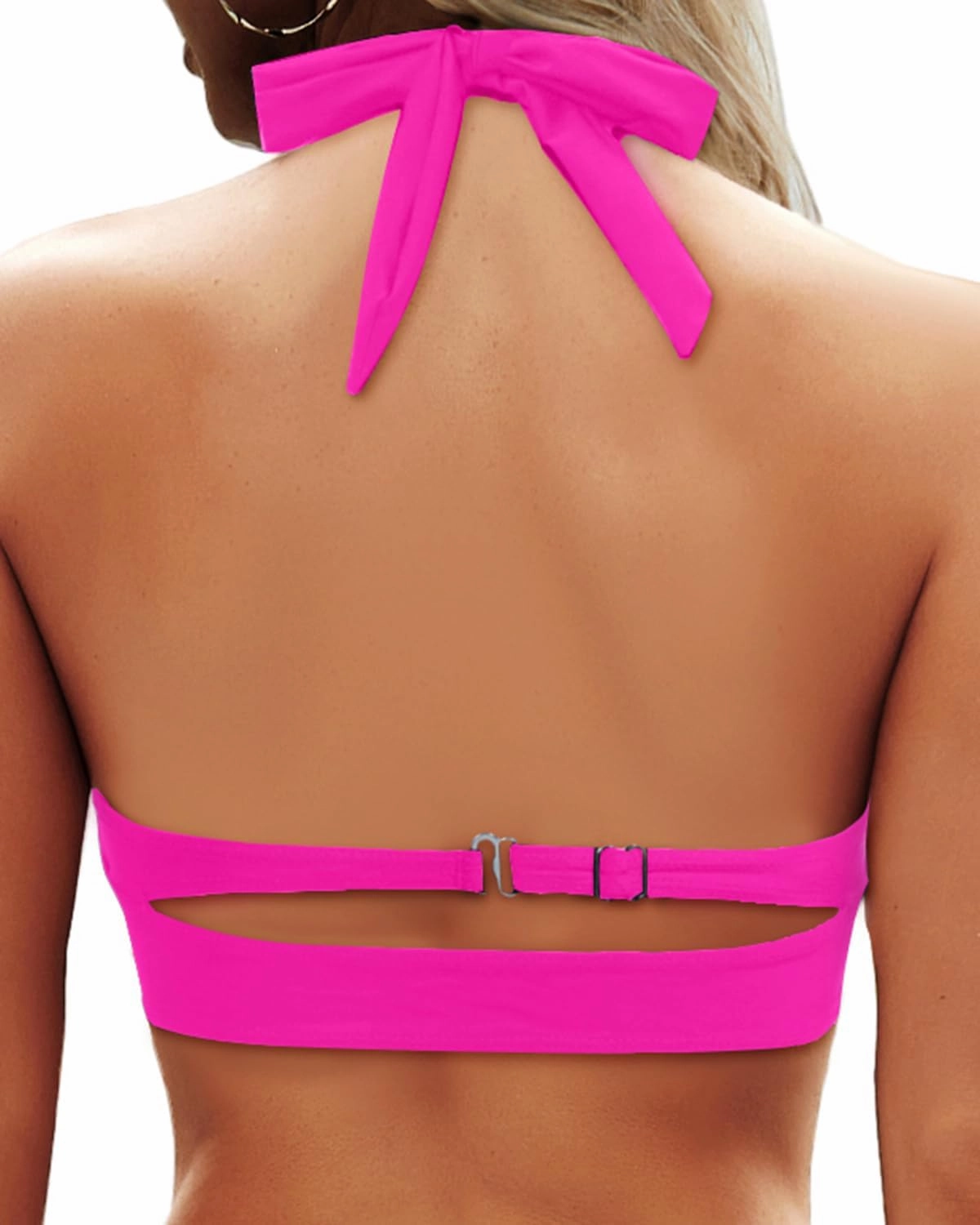 Yonique Women Halter Bikini Top Only Retro Swimsuit Top Push Up Bathing Suit Top No Bottom