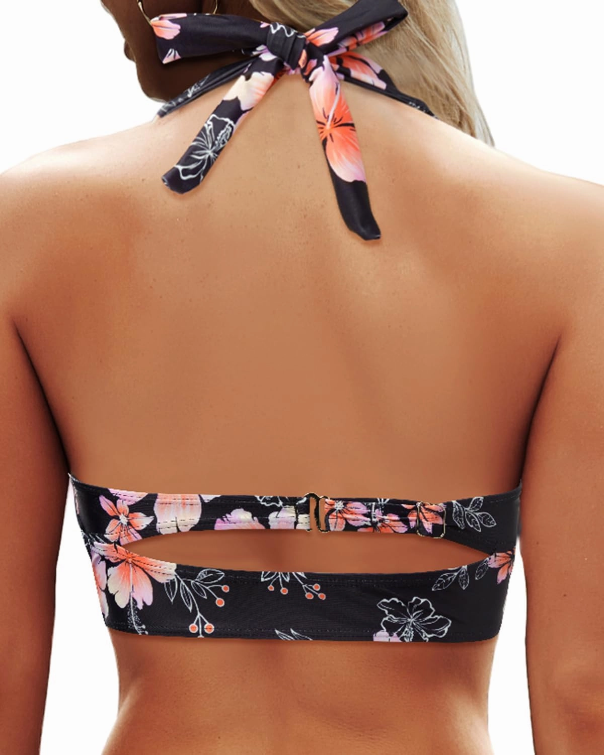 Yonique Women Halter Bikini Top Only Retro Swimsuit Top Push Up Bathing Suit Top No Bottom