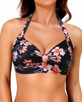 Yonique Women Halter Bikini Top Only Retro Swimsuit Top Push Up Bathing Suit Top No Bottom