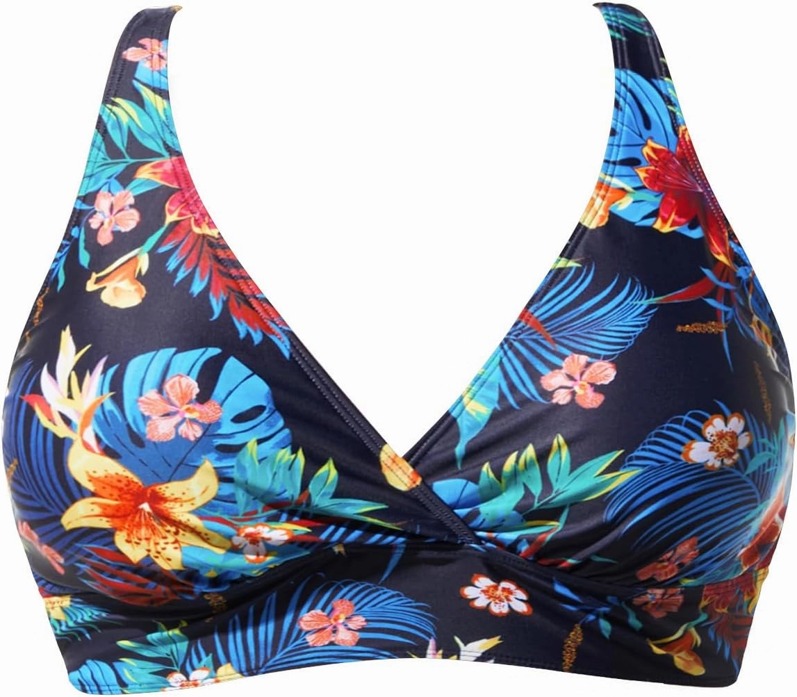 Yonique Women Plus Size Bikini Top Large Bust Swim Top Full Coverage Swimsuit Sport Bra Bathing Suit