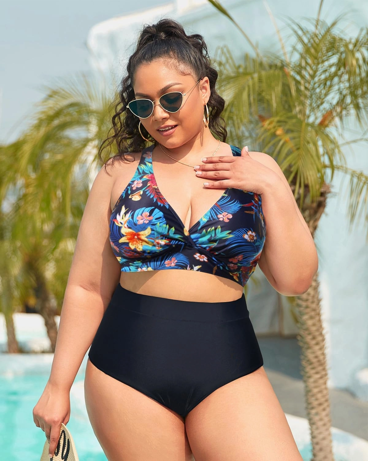 Yonique Women Plus Size Bikini Top Large Bust Swim Top Full Coverage Swimsuit Sport Bra Bathing Suit