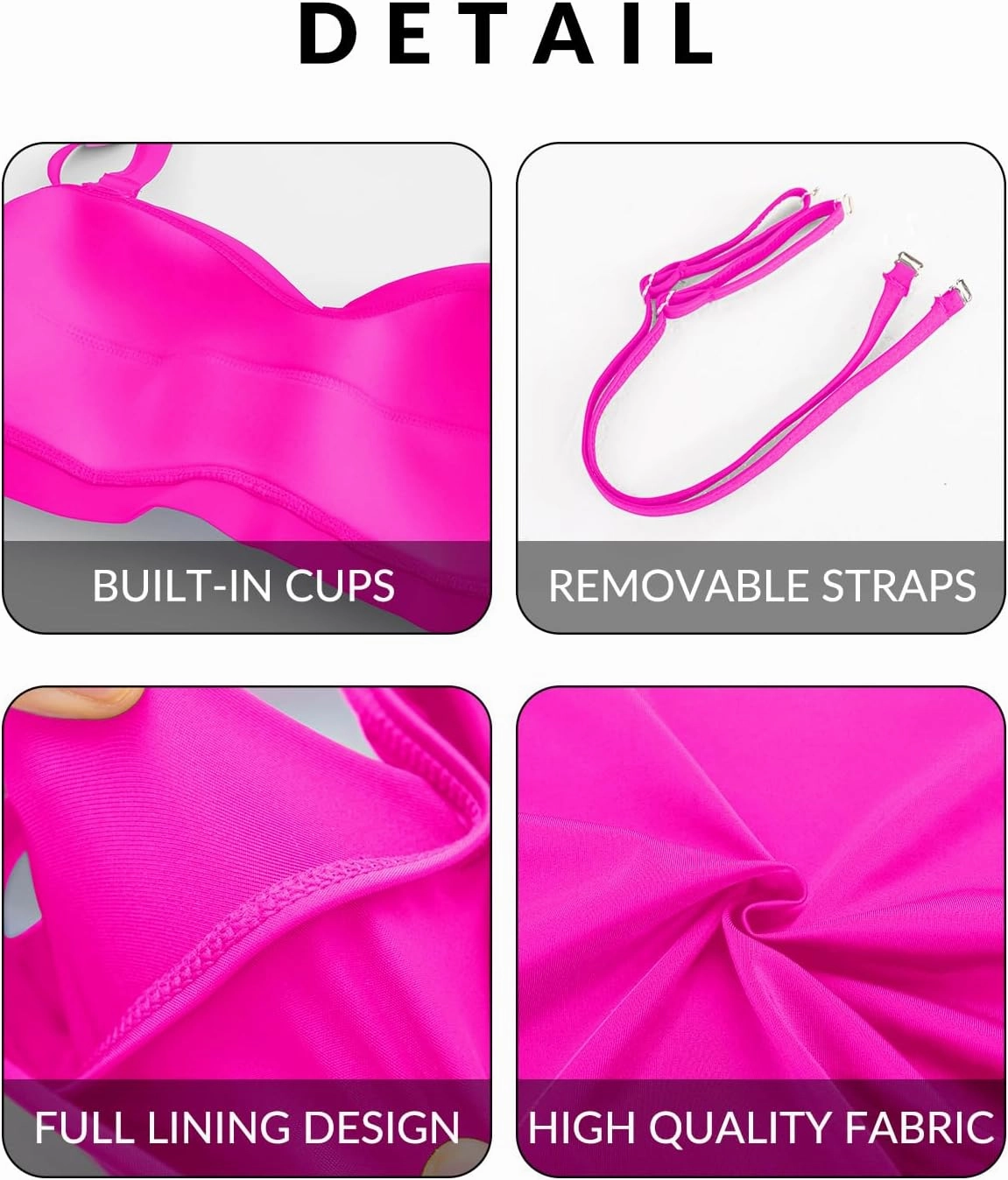 Yonique Women Plus Size Two Piece Swimsuits High Waisted Bathing Suits Bandeau Bikini Tummy Control Swimwear