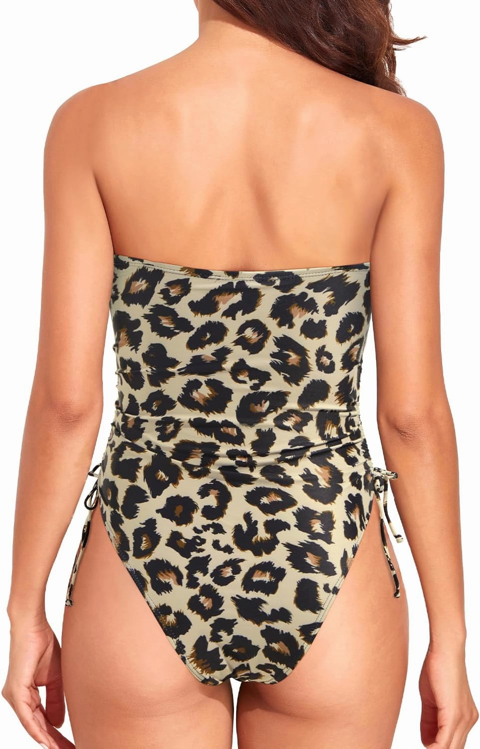 Yonique Women Strapless One Piece Swimsuit Tummy Control Bandeau Bathing Suit Cheeky Swimwear