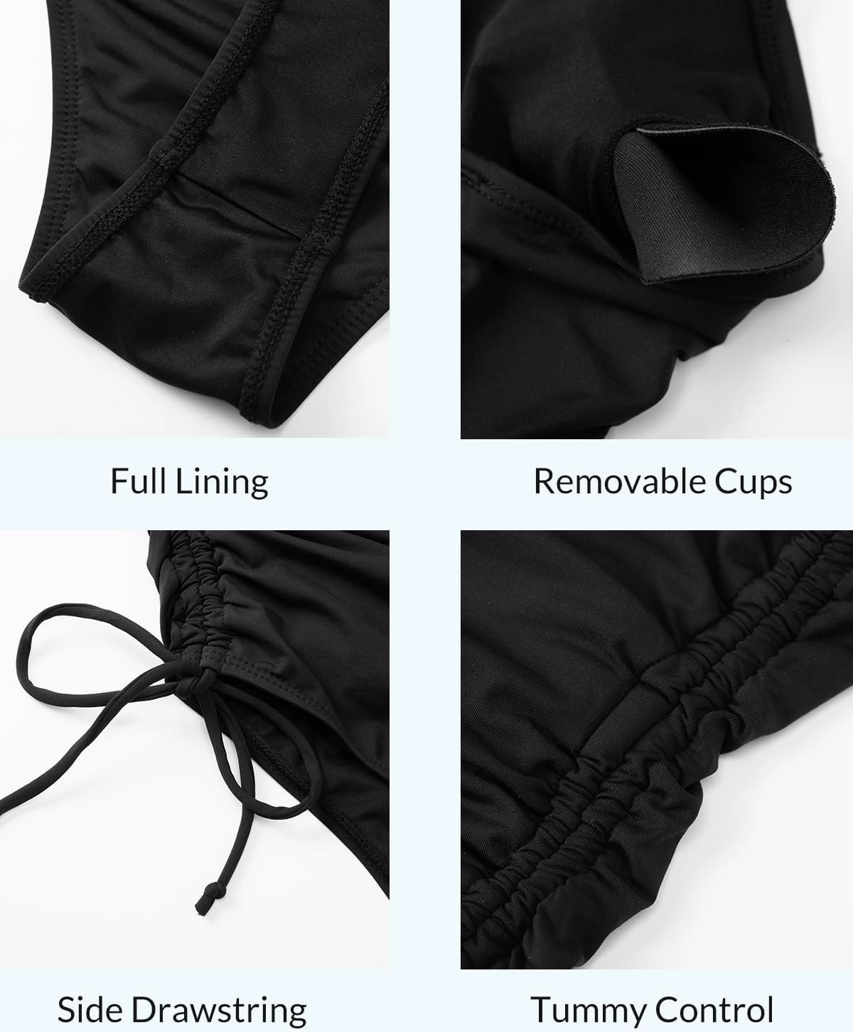 Yonique Women Strapless One Piece Swimsuit Tummy Control Bandeau Bathing Suit Cheeky Swimwear