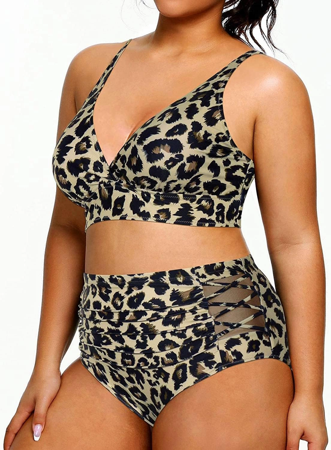 Yonique Womens Plus Size Bikini High Waisted Swimsuits Two Piece Bathing Suits Tummy Control Swimwear
