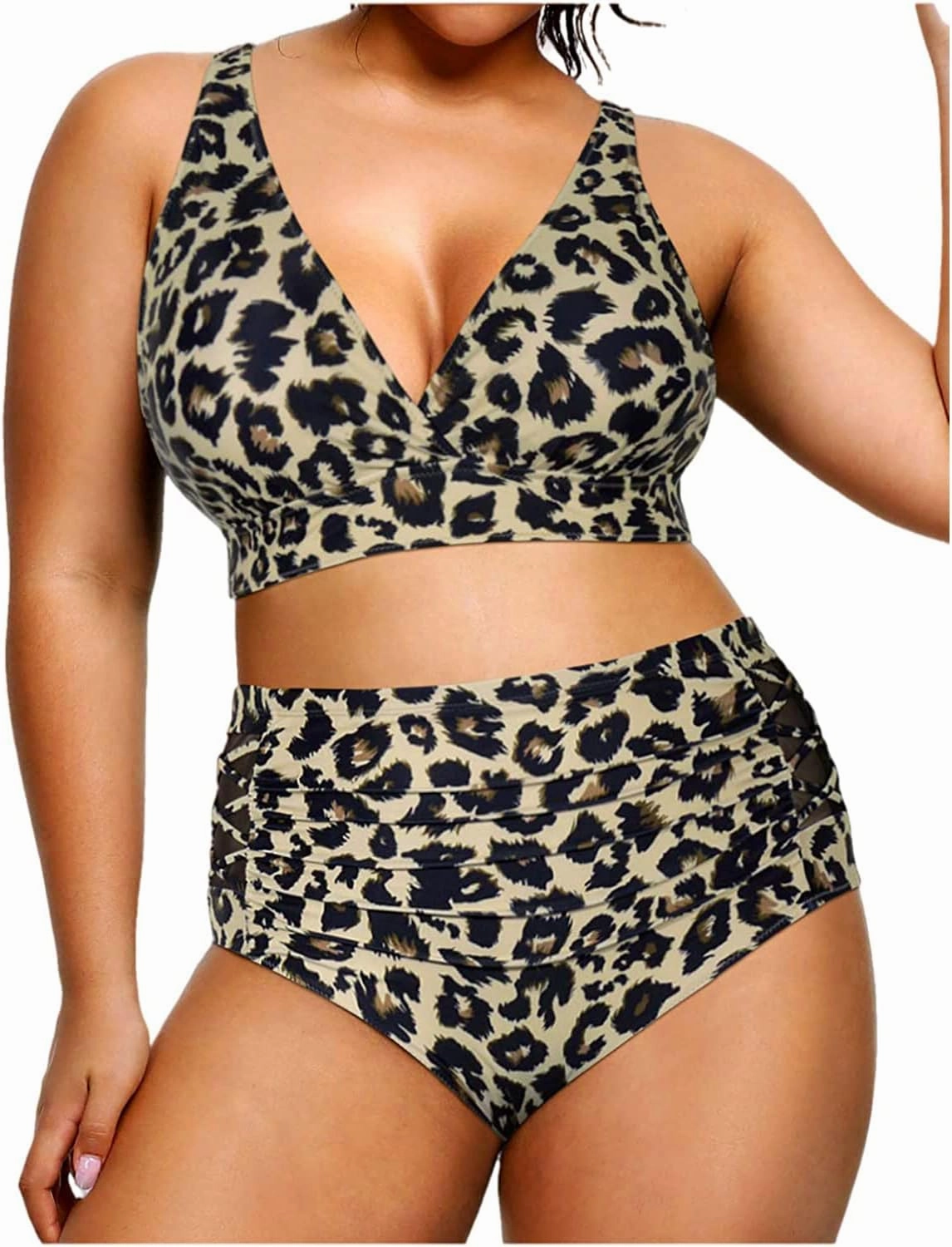 Yonique Womens Plus Size Bikini High Waisted Swimsuits Two Piece Bathing Suits Tummy Control Swimwear