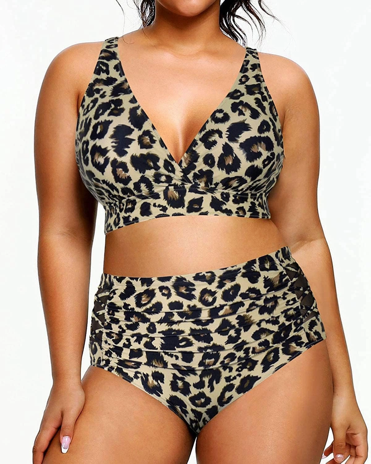 Yonique Womens Plus Size Bikini High Waisted Swimsuits Two Piece Bathing Suits Tummy Control Swimwear