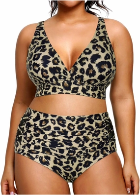 Yonique Womens Plus Size Bikini High Waisted Swimsuits Two Piece Bathing Suits Tummy Control Swimwear