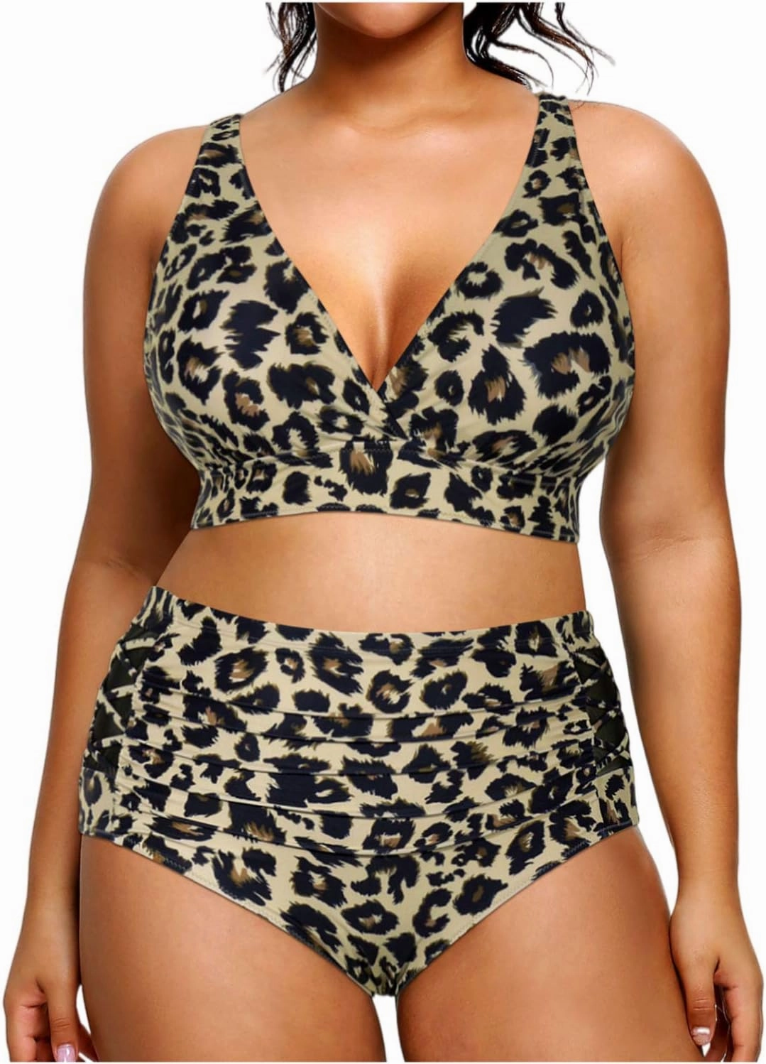 Yonique Womens Plus Size Bikini High Waisted Swimsuits Two Piece Bathing Suits Tummy Control Swimwear