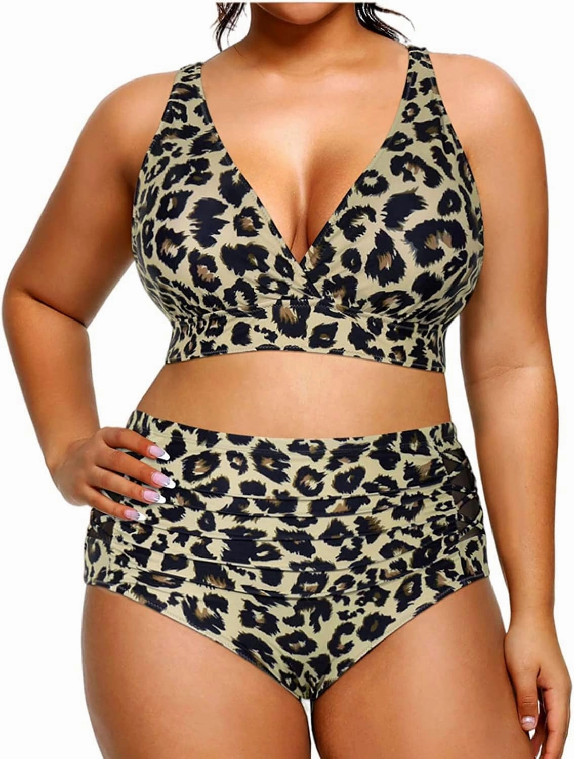 Yonique Womens Plus Size Bikini High Waisted Swimsuits Two Piece Bathing Suits Tummy Control Swimwear