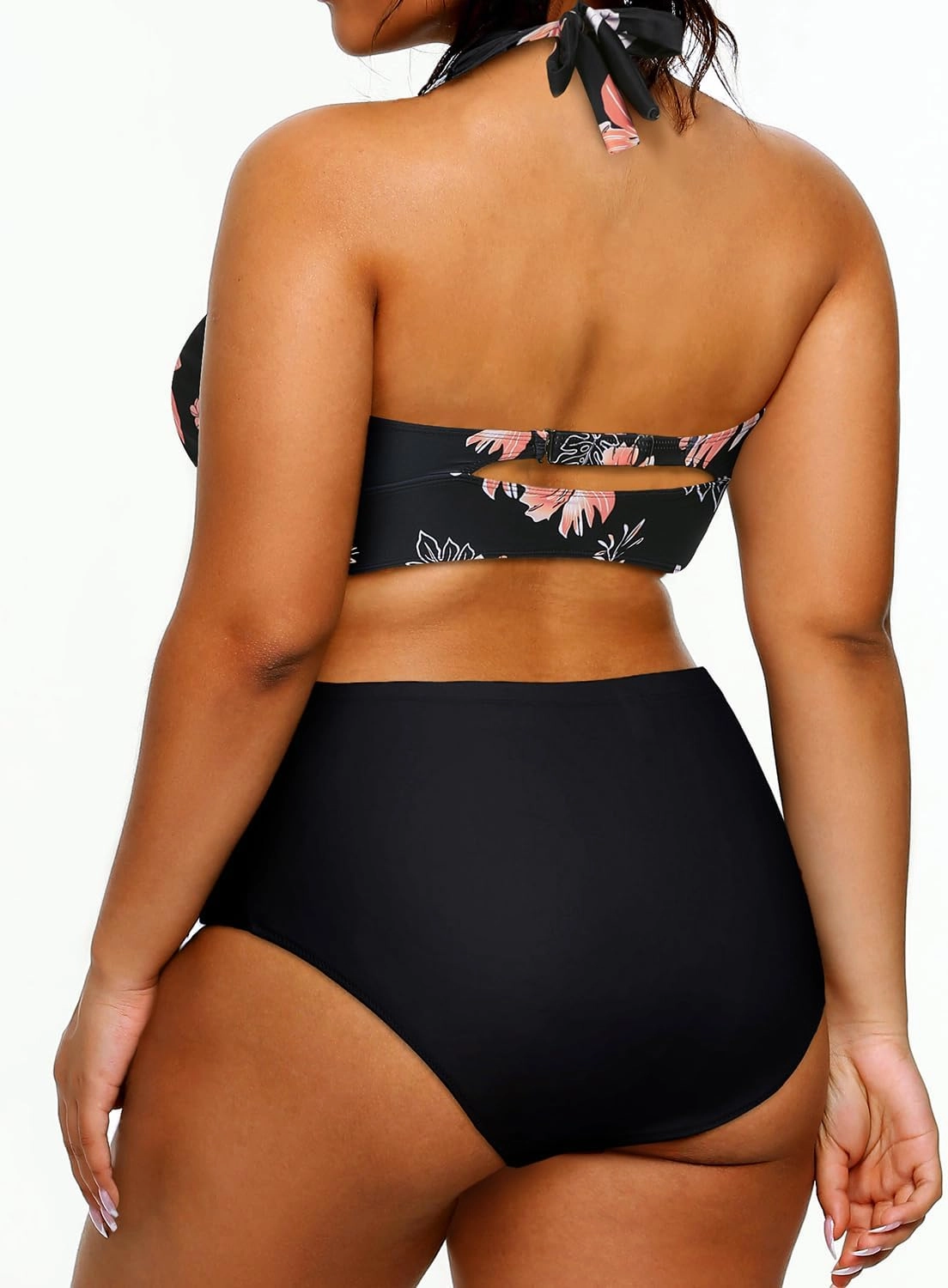 Yonique Womens Two Piece Plus Size Halter Bikini Swimsuits Tummy Control Bathing Suits High Waisted Swimwear