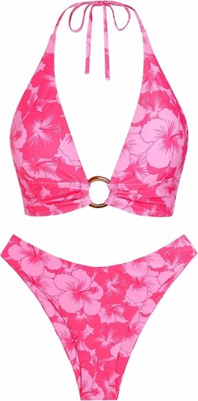 ZAFUL O Ring Halter Bikini Sets for Women High Cut Swimsuits Trendy 2 Piece Bathing Suits