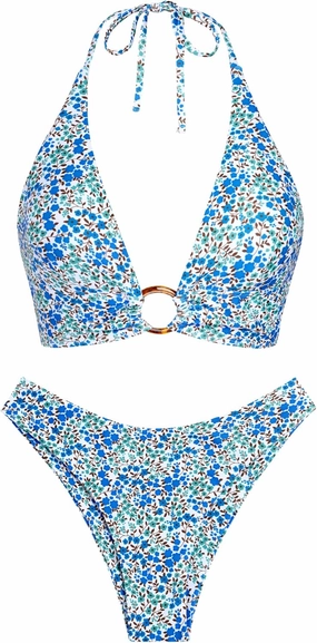 ZAFUL O Ring Halter Bikini Sets for Women High Cut Swimsuits Trendy 2 Piece Bathing Suits