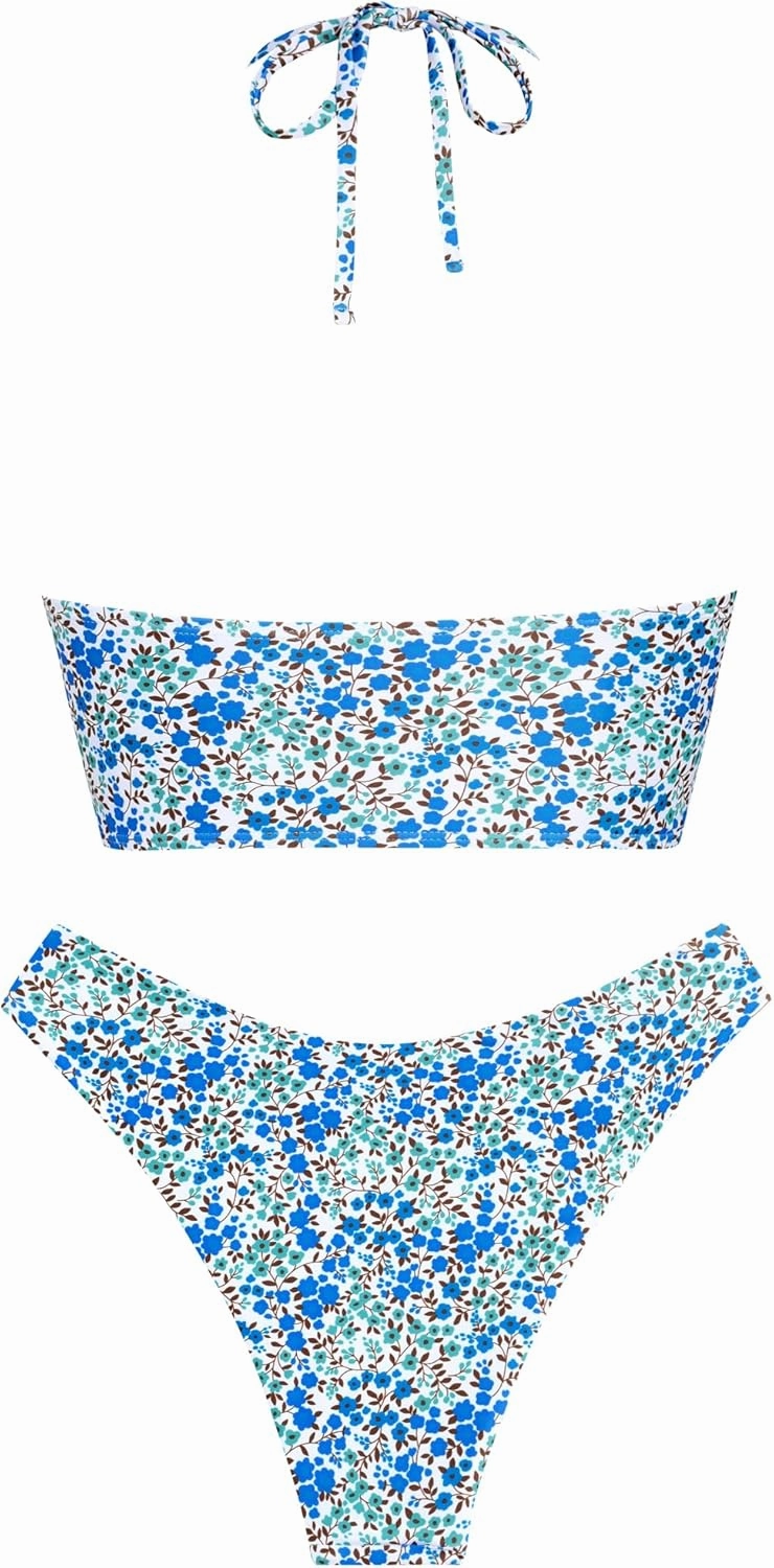 ZAFUL O Ring Halter Bikini Sets for Women High Cut Swimsuits Trendy 2 Piece Bathing Suits