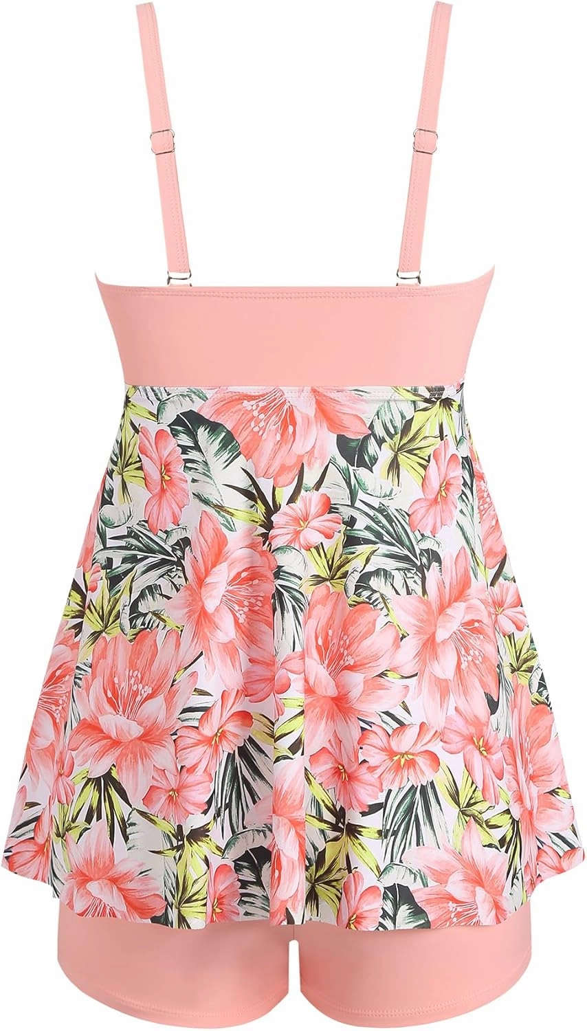 ZAFUL Tankini Swimsuits for Women Tummy Control Two Piece Modest Bathing Suits Floral Skirt Top with Boyshorts