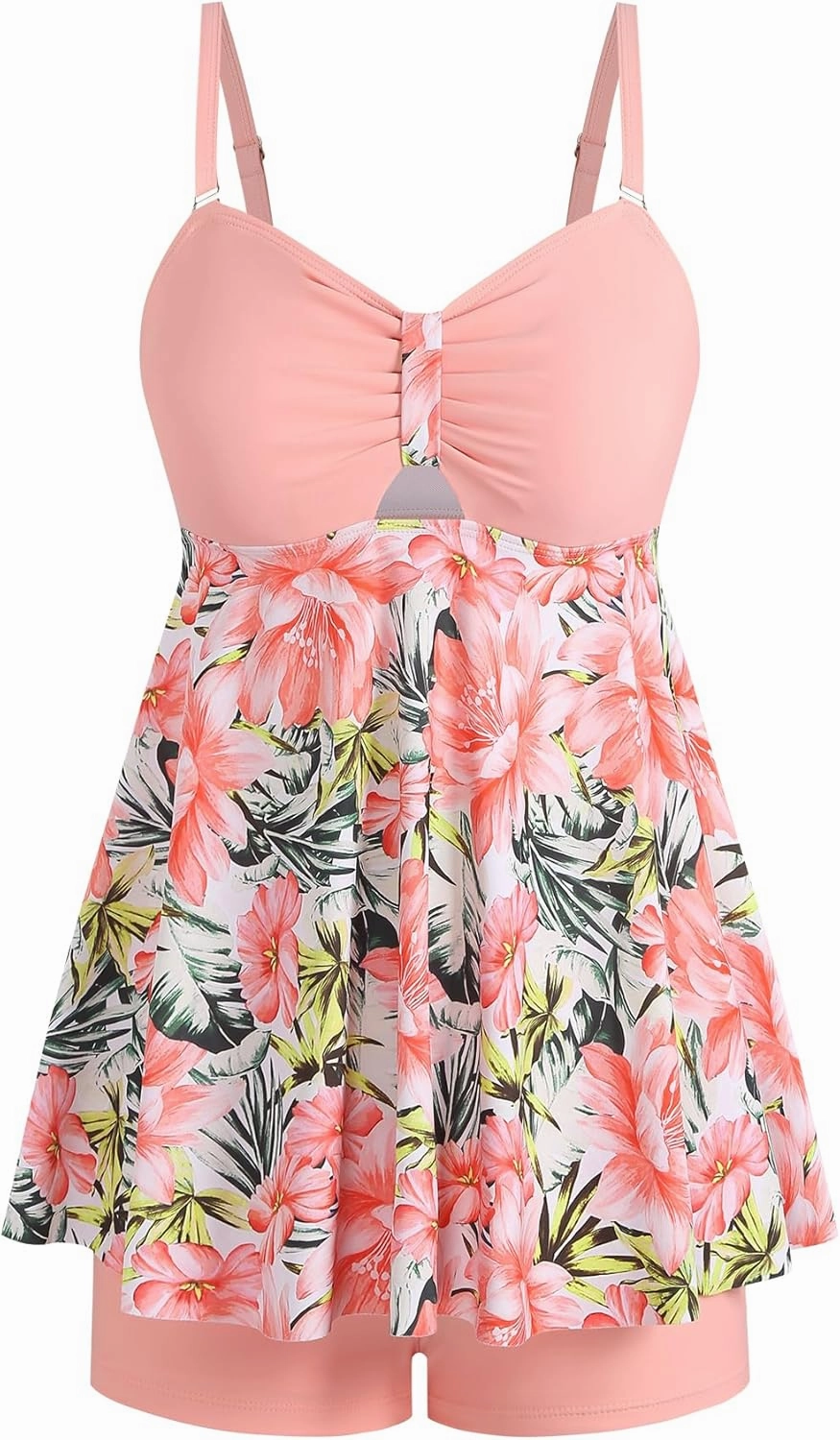ZAFUL Tankini Swimsuits for Women Tummy Control Two Piece Modest Bathing Suits Floral Skirt Top with Boyshorts