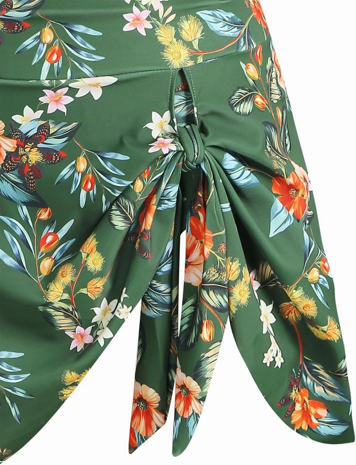 ZAFUL Women One Piece Swimdress Tummy Control Bathing Suit Push Up Swimsuit Modest Swimwear Cutout V Neck Cute Tie Knot Skirt
