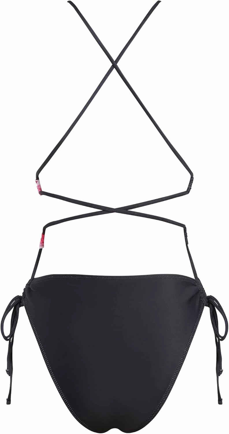 ZAFUL Women Plunging One Piece Swimsuit Backless Cross Tie High Cut Thong One-Piece Bathing Suit