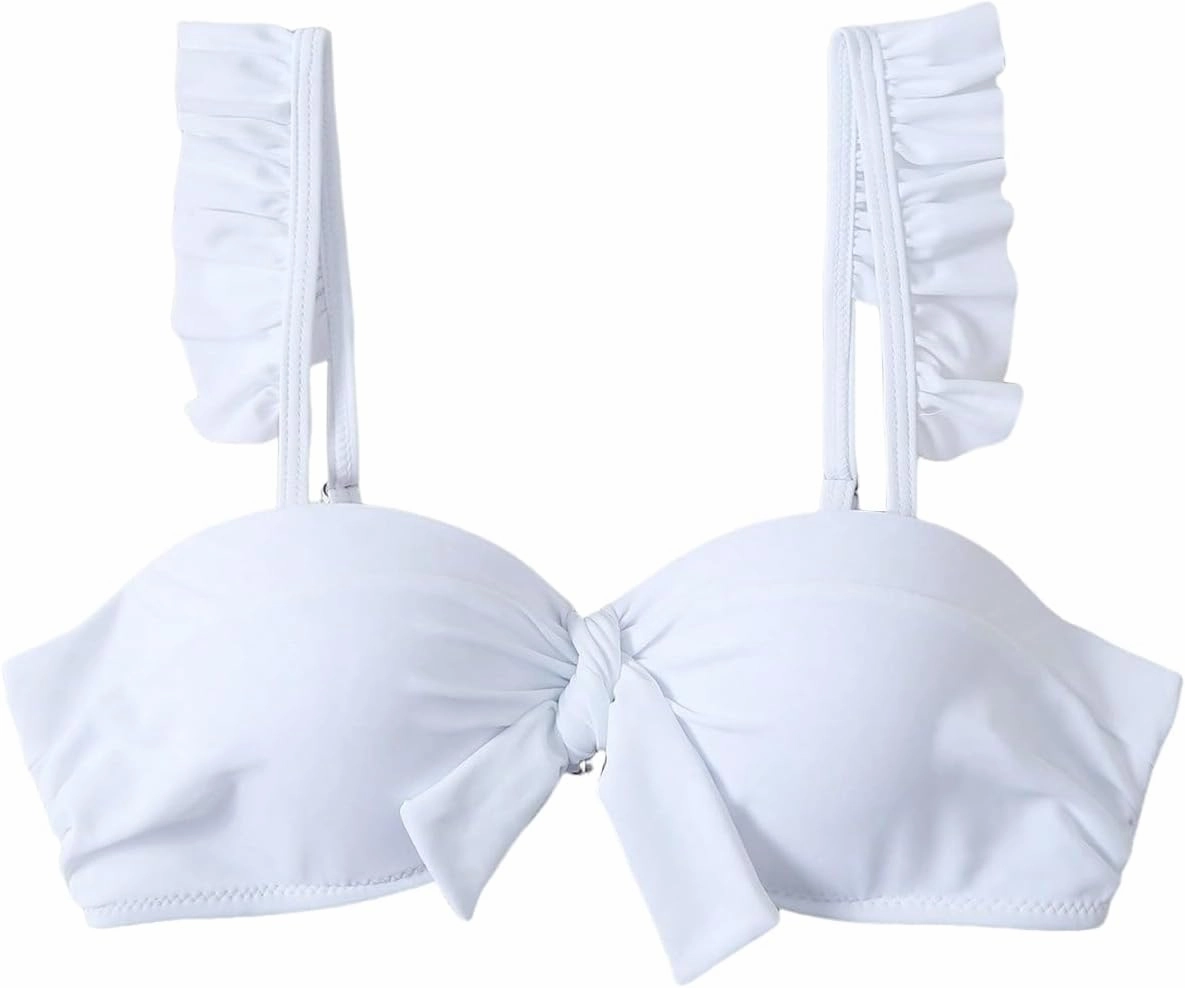 ZAFUL Women Push Up Bandeau Bikini Top Strapless Swimsuit Solid Twist Front Bathing Suits Tube Top